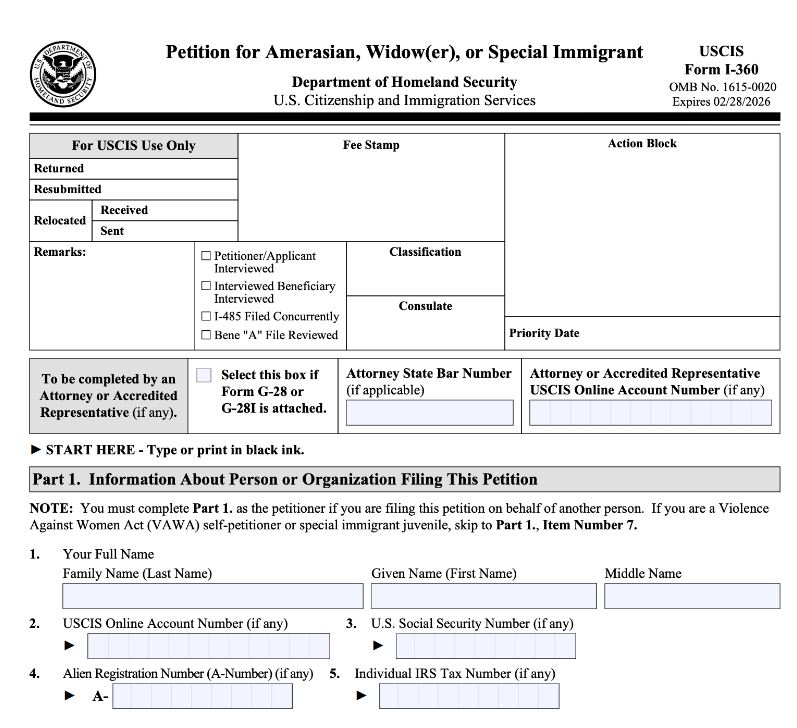Cómo llenar formulario I-360 en español paso a paso 2 formulario-i-360